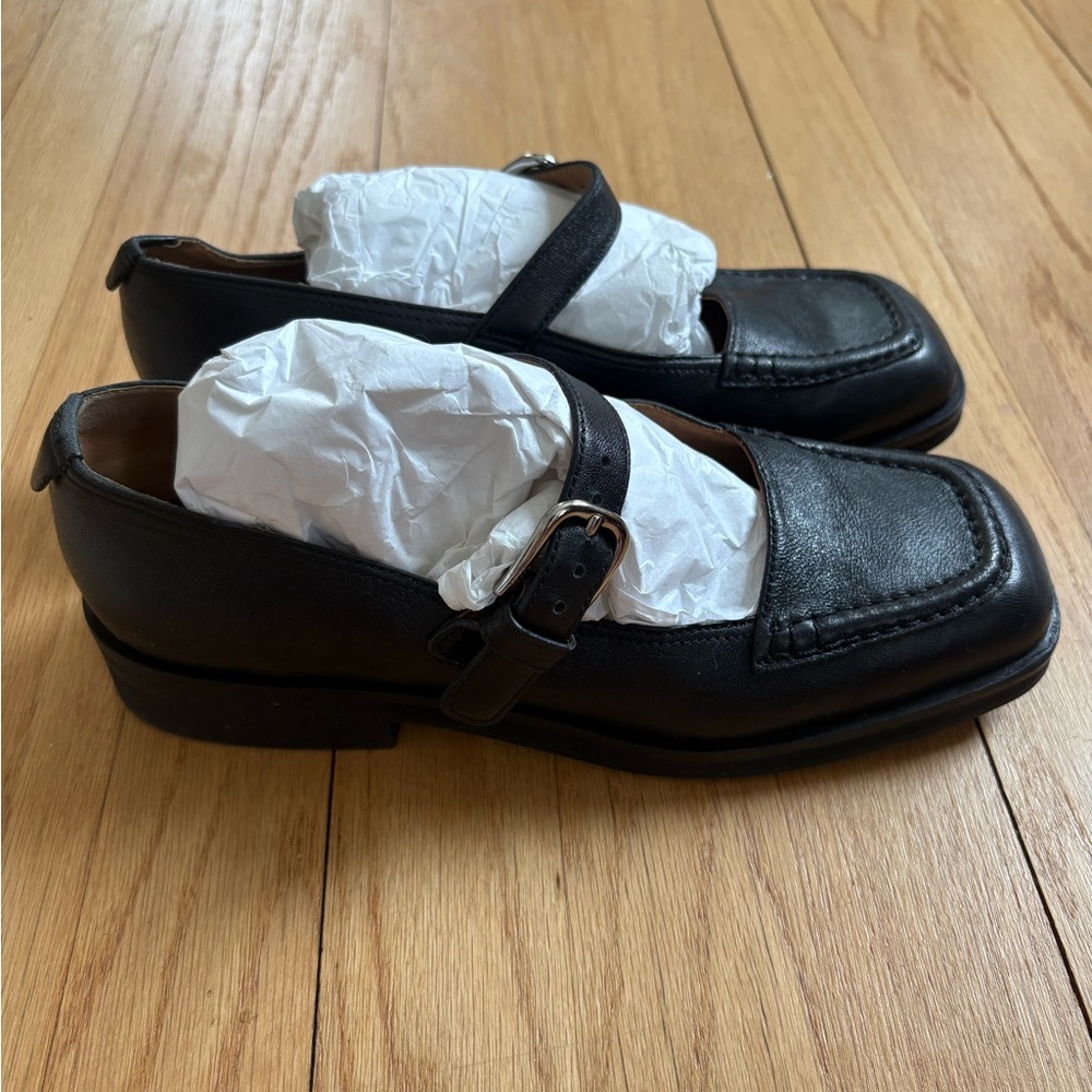 Labucq Norman Black Leather Buckle Mary Janes